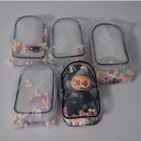 Lot of 5 Labubu Monsters Protective Zipper Cases With Keychain and Clasp V1,V3 - Picture 1 of 4